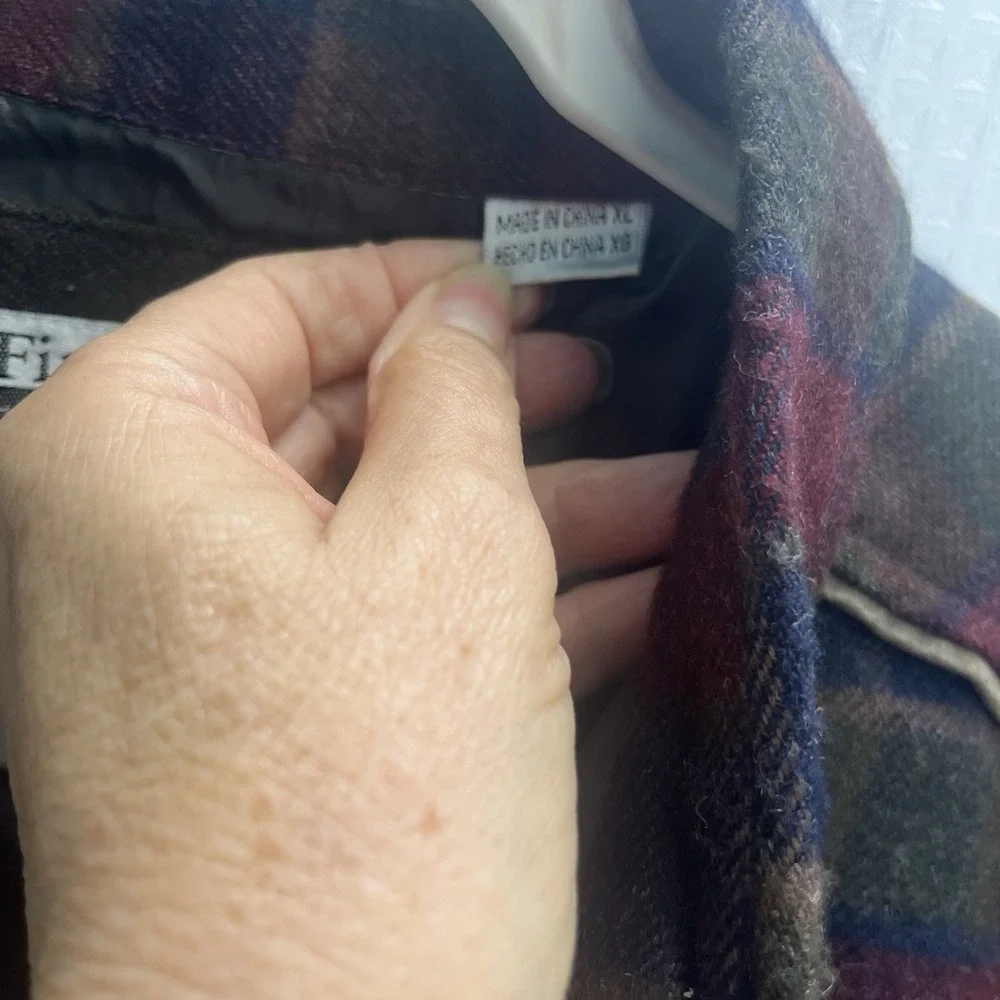 Firethorn Silver Wool Blend Plaid Suede Trim Lined Shacket XL Mens Lumber Jack